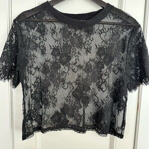 H&M Black Lace Floral Blouse